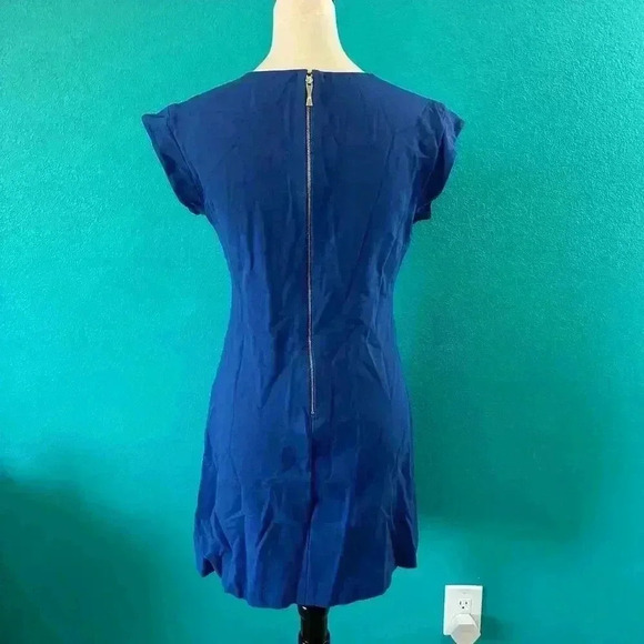 Kate Spade Womens Ponte Royal Blue V-Neck Mini A-Line Dress Size 4 - Picture 3 of 5